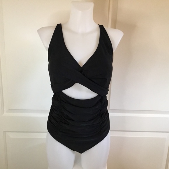 Women’s High Waisted Ruched Tummy Cutout One Piece Bathing Suit - Picture 5 of 9